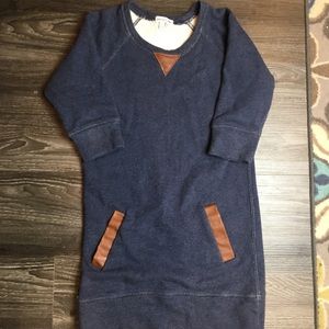 Lacoste 3/4 Sleeve Sweatshirt Dress w Faux Leather